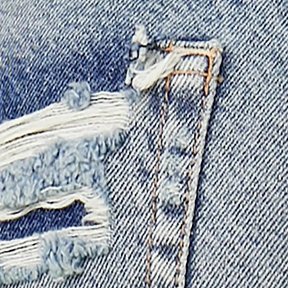 Free People McCoy Destroyed Straight Leg Jeans in Tattered Blue - Picture 6 of 6